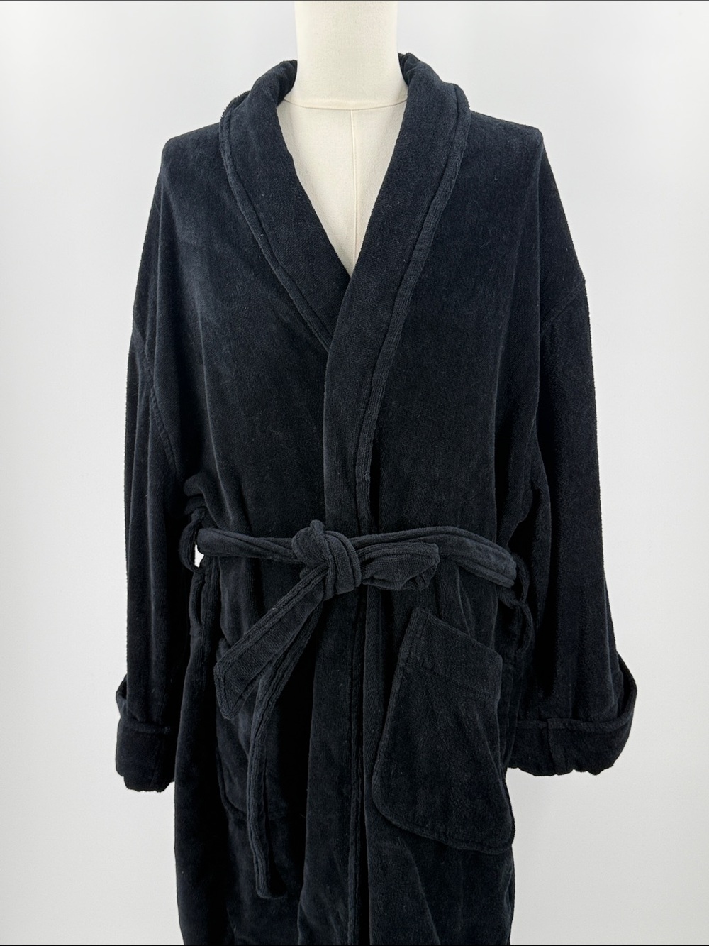 Stafford Black Plush Shawl Collar Robe